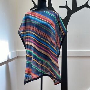 HERMES colourful striped woven cotton Beach Coverup size 38 Small NEW